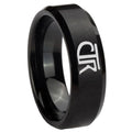 10mm CTR Beveled Edges Brush Black Tungsten Carbide Wedding Band Mens