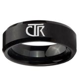 5, 8mm CTR Beveled Edge Brush Black Tungsten Ring