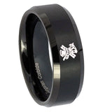 10mm-Fireman-Beveled-Edges-Brush-Black-Tungsten-Carbide-Men's-Wedding-Ring