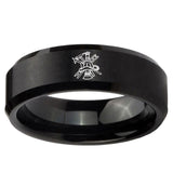 10mm Fireman Beveled Edge Brush Black Tungsten Ring