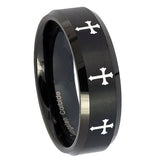 10mm-Multiple-Christian-Cross-Beveled-Brush-Black-Tungsten-Wedding-Bands-Ring
