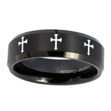 10mm-Multiple-Christian-Cross-Beveled-Brush-Black-Tungsten-Wedding-Bands-Ring
