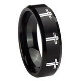 10mm-Multiple-Christian-Cross-Beveled-Brush-Black-Tungsten-Men's-Engagement-Ring