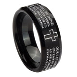 10mm-Bible-Lord's-Prayer-Cross-Beveled-Edges-Brush-Black-Tungsten-Men's-Engagement-Ring