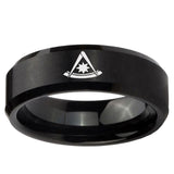 5, 8mm Pester Master Masonic Beveled Edge Brush Black Tungsten Ring