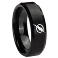 8MM Flash Beveled Brushed Black Tungsten Ring For Men