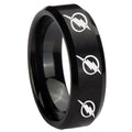 8MM Multiple Flash Beveled Brushed Black Tungsten Custom Ring