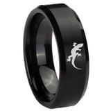 8mm Lizard Beveled Edges Brush Black Tungsten Carbide Mens Anniversary Ring
