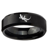 5, 8mm Lizard Beveled Edge Brush Black Tungsten Ring