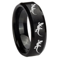 10mm Multiple Lizard Beveled Edges Brush Black Tungsten Carbide Mens Bands Ring