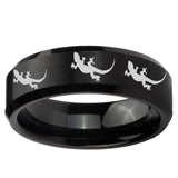 5, 8mm Multiple Lizard Beveled Edge Brush Black Tungsten Ring