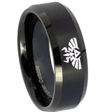 10mm-Zelda-Skyward-Sword-Beveled-Edges-Brush-Black-Tungsten-Carbide-Bands-Ring