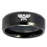 10mm-Zelda-Skyward-Sword-Beveled-Edges-Brush-Black-Tungsten-Carbide-Bands-Ring