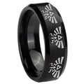 10mm Multiple Zelda Skyward Sword Beveled Brush Black Tungsten Custom Mens Ring