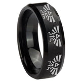 8mm Multiple Zelda Skyward Sword Beveled Edges Brush Black Tungsten Bands Ring