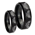 Multiple Zelda Skyward Sword Beveled Brush Black Tungsten Bridal Set Ring