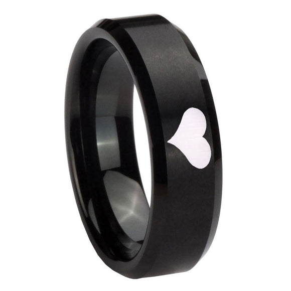 10mm-Heart-Beveled-Edges-Brush-Black-Tungsten-Carbide-Mens-Ring-Engraved