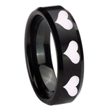 10mm-Multiple-Heart-Beveled-Edges-Brush-Black-Tungsten-Mens-Ring-Personalized