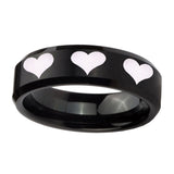 10mm-Multiple-Heart-Beveled-Edges-Brush-Black-Tungsten-Mens-Ring-Personalized