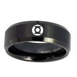 5, 8mm Green Lantern Beveled Edge Brushed Black Male Wedding Band