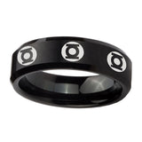 5, 8mm Multiple Green Lantern Beveled Edge Brushed Black Durable Wedding Bands For Her