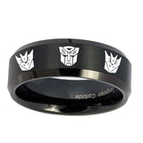 10mm-Transformers-Autobot-Decepticon-Beveled-Brush-Black-Tungsten-Personalized-Ring