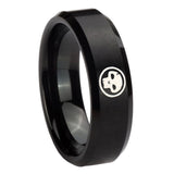 8mm-Skull-Beveled-Edges-Brush-Black-Tungsten-Carbide-Men's-Engagement-Band