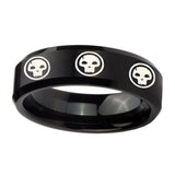 10mm-Multiple-Skull-Beveled-Edges-Brush-Black-Tungsten-Men's-Engagement-Ring