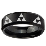 5, 8mm Multiple Zelda Triforce Beveled Brush Black Tungsten Custom Ring for Men