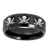 8mm-Multiple-Skull-Pirate-Beveled-Edges-Brush-Black-Tungsten-Engagement-Ring