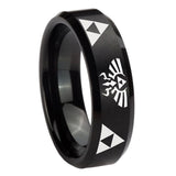 10mm-Legend-of-Zelda-Beveled-Edges-Brush-Black-Tungsten-Carbide-Rings-for-Men
