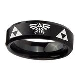 10mm-Legend-of-Zelda-Beveled-Edges-Brush-Black-Tungsten-Carbide-Rings-for-Men