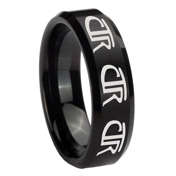 10mm-Multiple-CTR-Beveled-Edges-Brush-Black-Tungsten-Carbide-Men's-Band-Ring