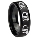 8mm Multiple CTR Beveled Edges Brush Black Tungsten Mens Anniversary Ring