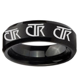 10mm Multiple CTR Beveled Edge Brush Black Tungsten Ring