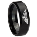 10mm Aquila Beveled Edges Brush Black Tungsten Carbide Mens Bands Ring