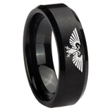 8mm Aquila Beveled Edges Brush Black Tungsten Carbide Men's Band Ring