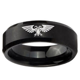 5, 8mm Aquila Beveled Edge Brush Black Tungsten Ring