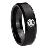 8mm Yellow Lantern Beveled Edge Brushed Black Coolest Mens Wedding Bands