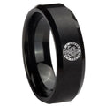 8MM U.S. Army Beveled Brushed Black Tungsten Custom Ring