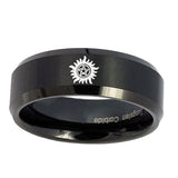 5, 8mm Supernatural Beveled Edge Brushed Black Male Wedding Band