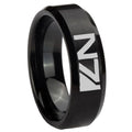 10mm N7 Design Beveled Edges Brush Black Tungsten Men's Engagement Ring