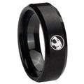 10mm Thundercat Beveled Edges Brush Black Tungsten Mens Engagement Band