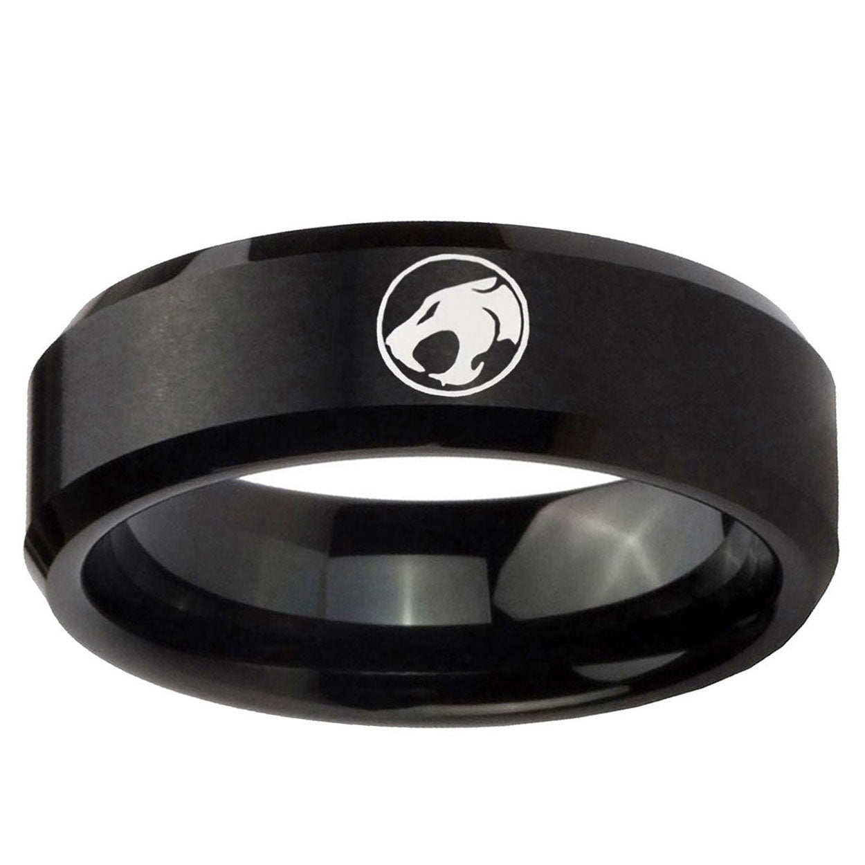 10mm Thundercat Beveled Edge Brush Black Tungsten Ring