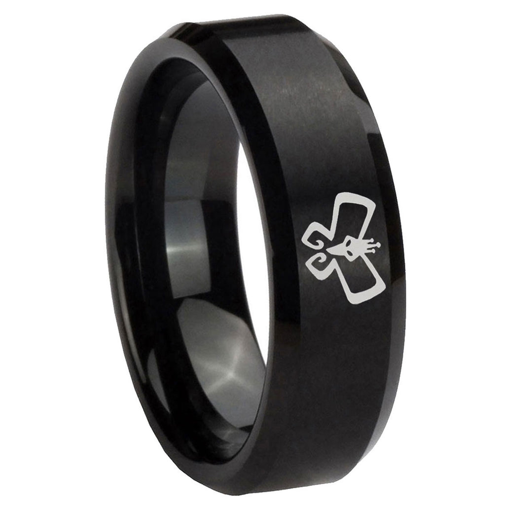 10mm Monarch Beveled Edges Brush Black Tungsten Carbide Men's Engagement Band