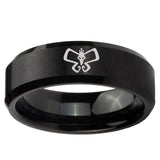 5, 8mm Monarch Beveled Edge Brush Black Tungsten Ring