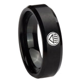 8mm Lantern Corps Beveled Edge Brushed Black Coolest Mens Wedding Bands