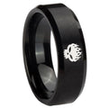 8MM Offspring Beveled Brushed Black Tungsten Ring For Men