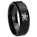 10mm American Atheist Beveled Edges Brush Black Tungsten Men's Promise Rings