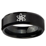 5, 8mm American Atheist Beveled Edge Brush Black Tungsten Mens Promise Ring